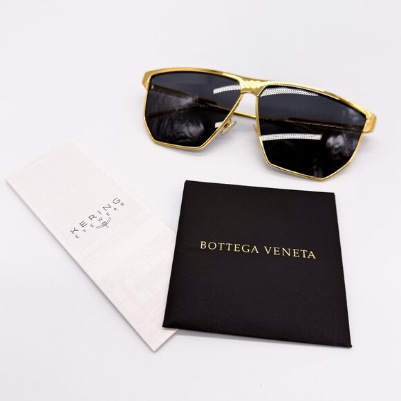 NEW BOTTEGA VENETA BV1069S 001 GOLD GREY UNISEX SUNGLASSES BOTTEGA VENETA - Picture 11 of 14